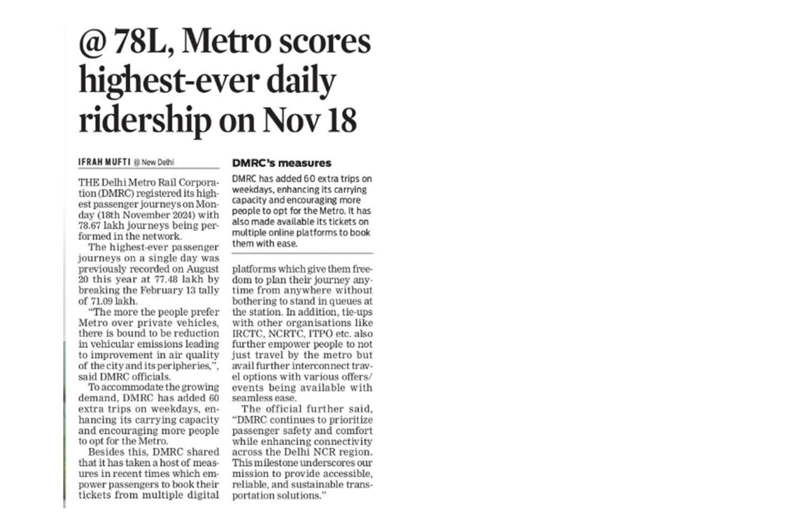 Welcome to Delhi Metro Rail Corporation(DMRC) | Official Website